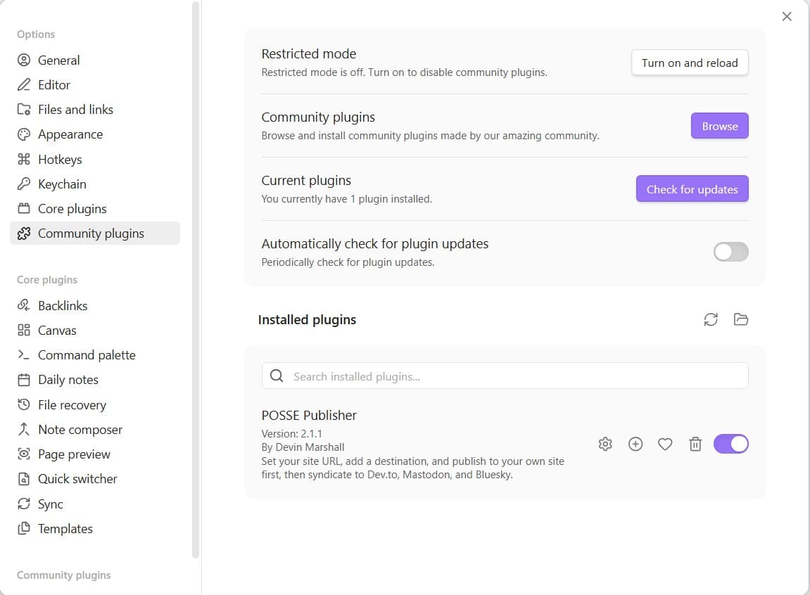 Screenshot-style social preview of the POSSE Publisher GitHub repository for the Obsidian plugin project